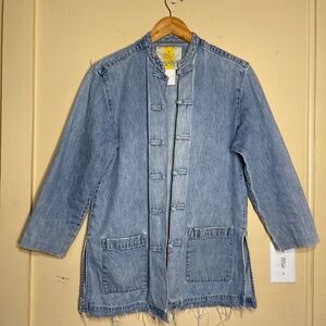 Blue Denim Jacket with Toggle Closures